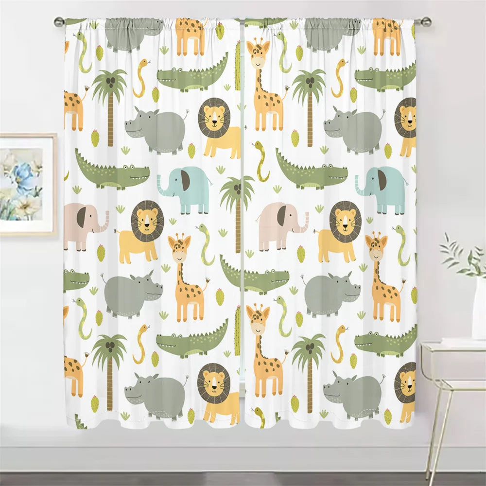 2Pcs Animal Print Curtains