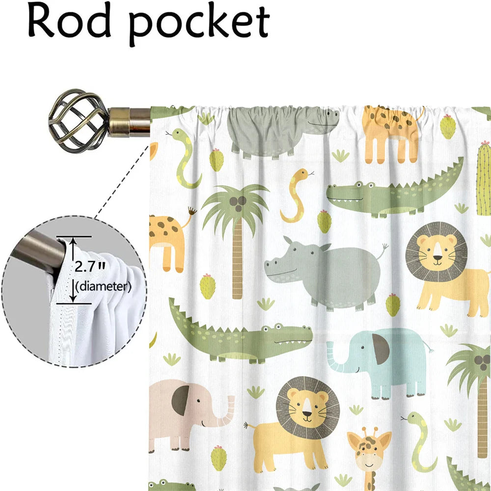2Pcs Animal Print Curtains
