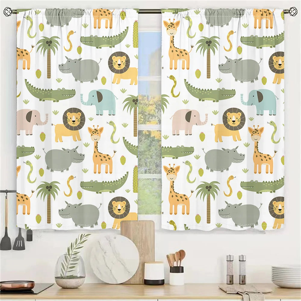 2Pcs Animal Print Curtains
