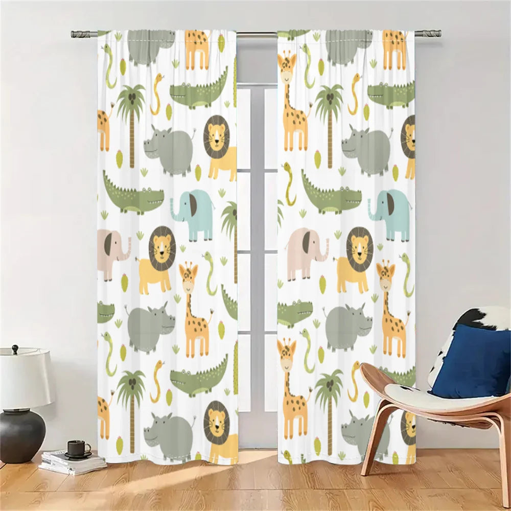 2Pcs Animal Print Curtains