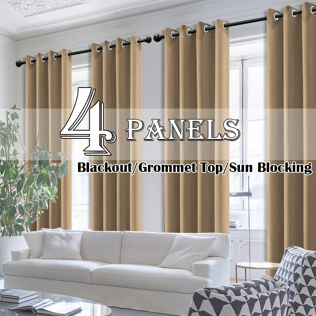 4PCS Blackout Curtains