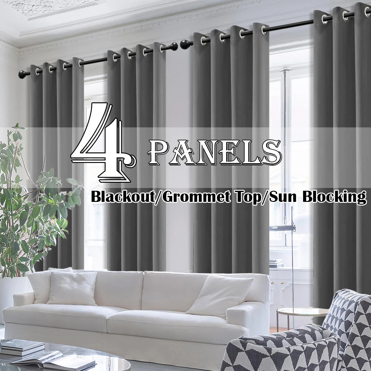 4PCS Blackout Curtains