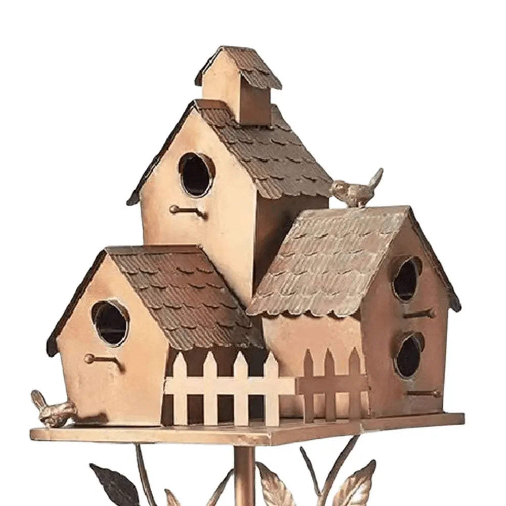 Metal Birdhouse with Garden Stakes