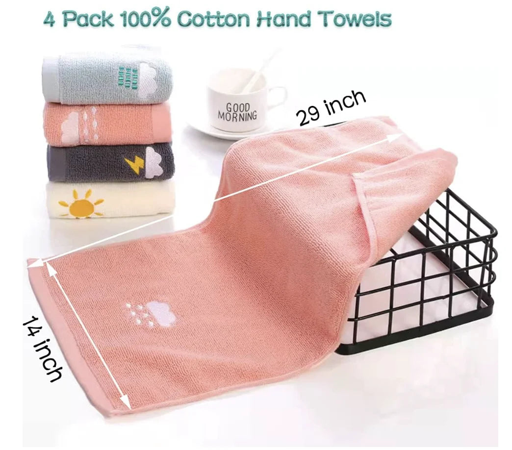 Bathroom Hand Towels Set of 4,
