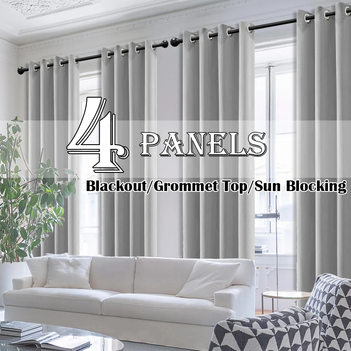 4PCS Blackout Curtains