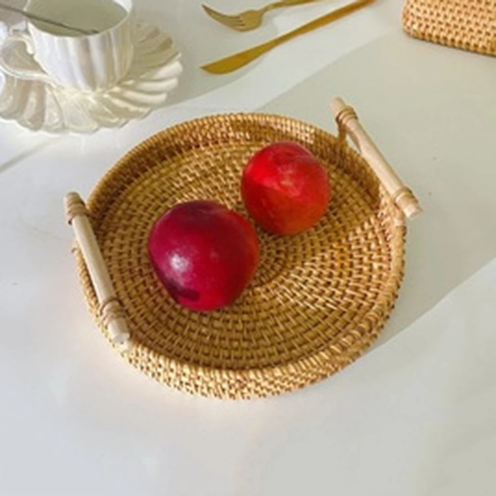 Round Rattan Storage Tray
