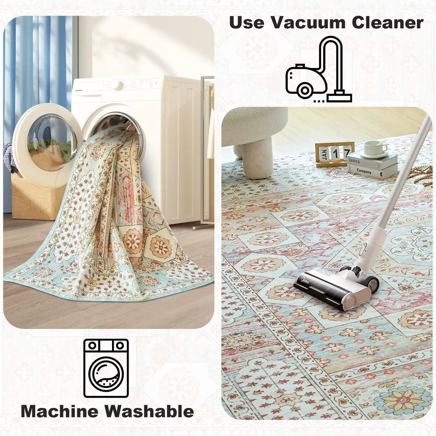 Washable Non-Slip Vintage Area Rugs