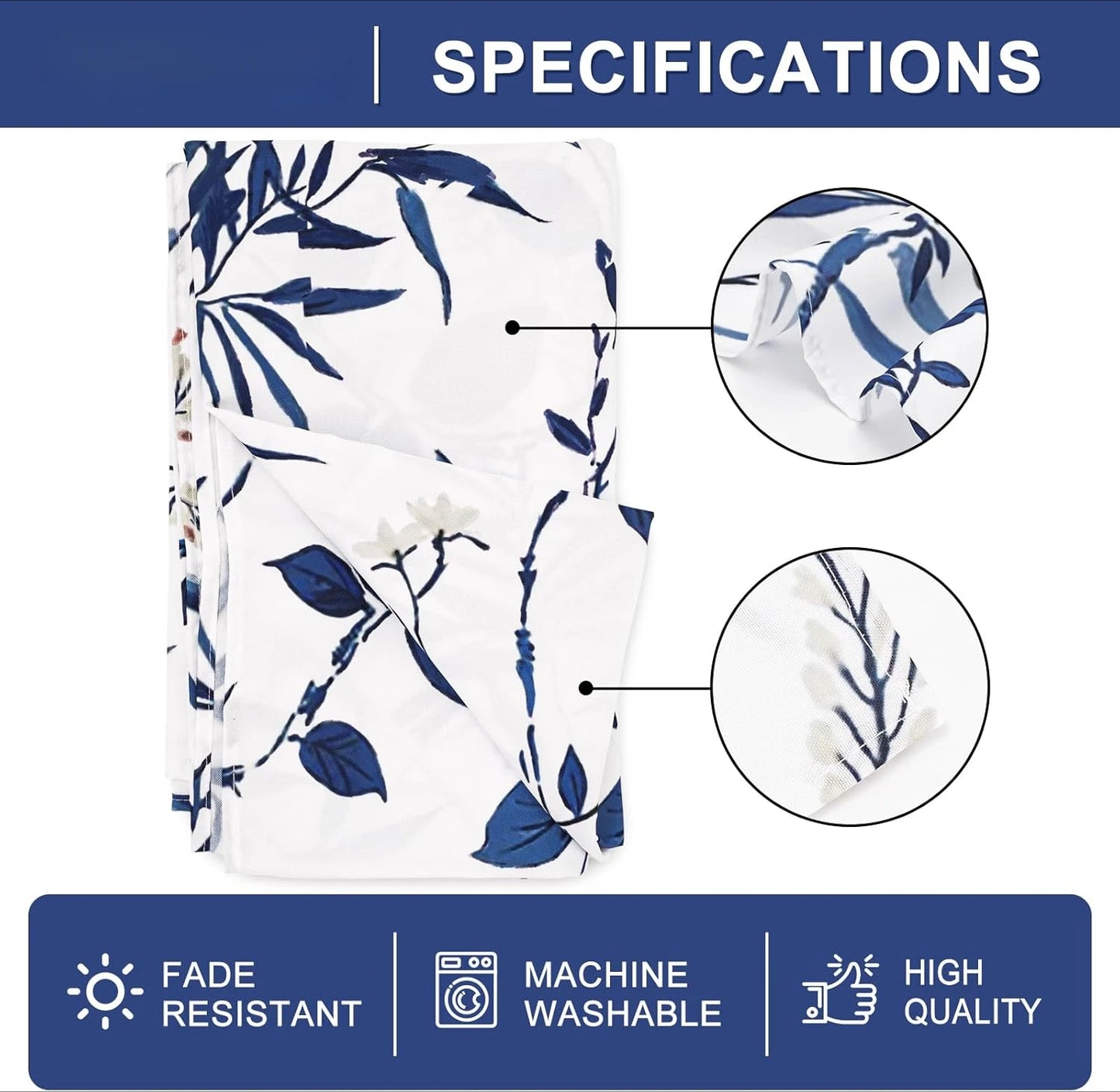 Retro Blue Bird Flowers Waterproof Tablecloth