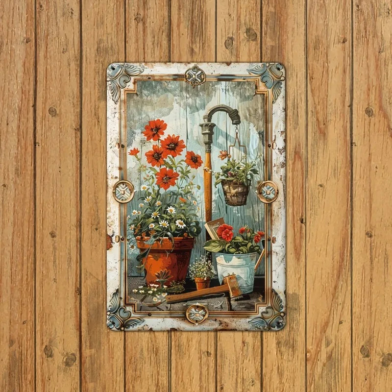 Floral Metal Tin Signboard