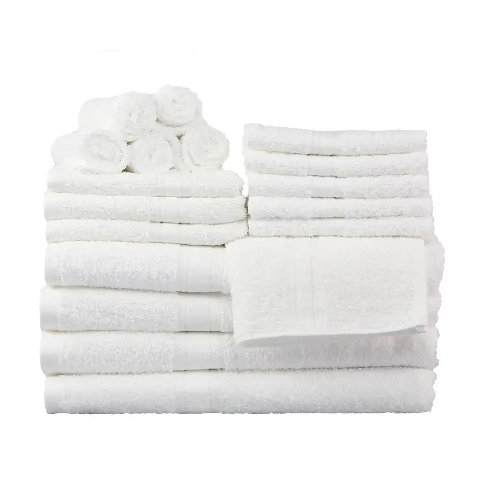 18-Piece White Cotton Bath Towel Set