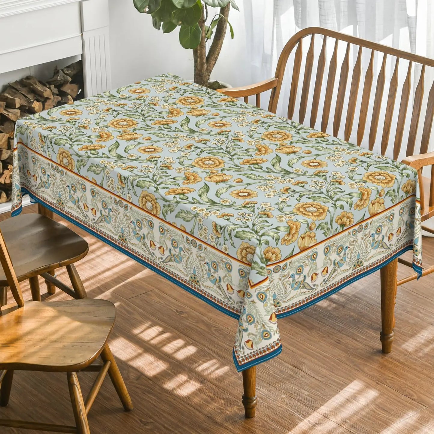 Bird Floral Vintage Washable Tablecloth