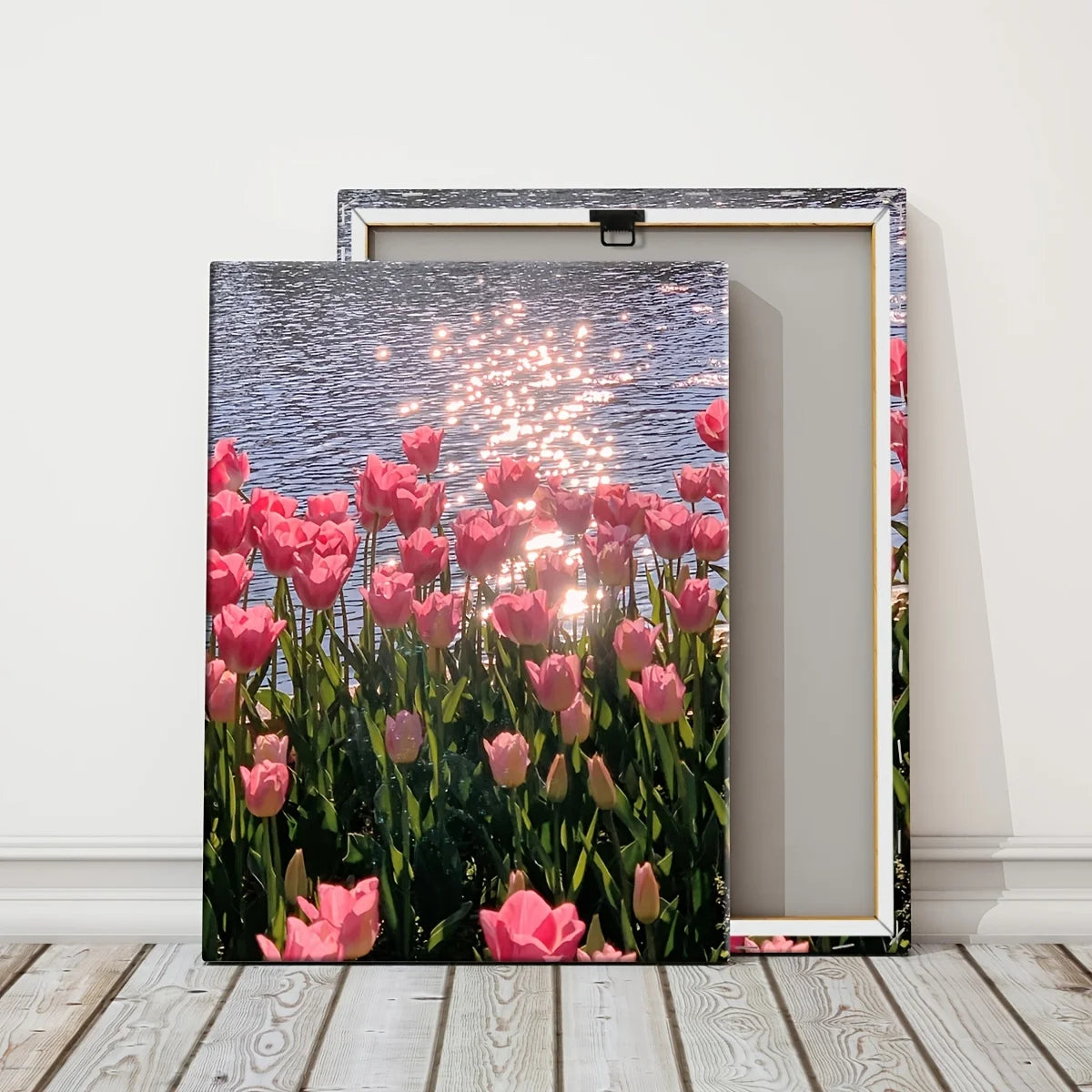 Framed Canvas Pink Flower Wall Decor