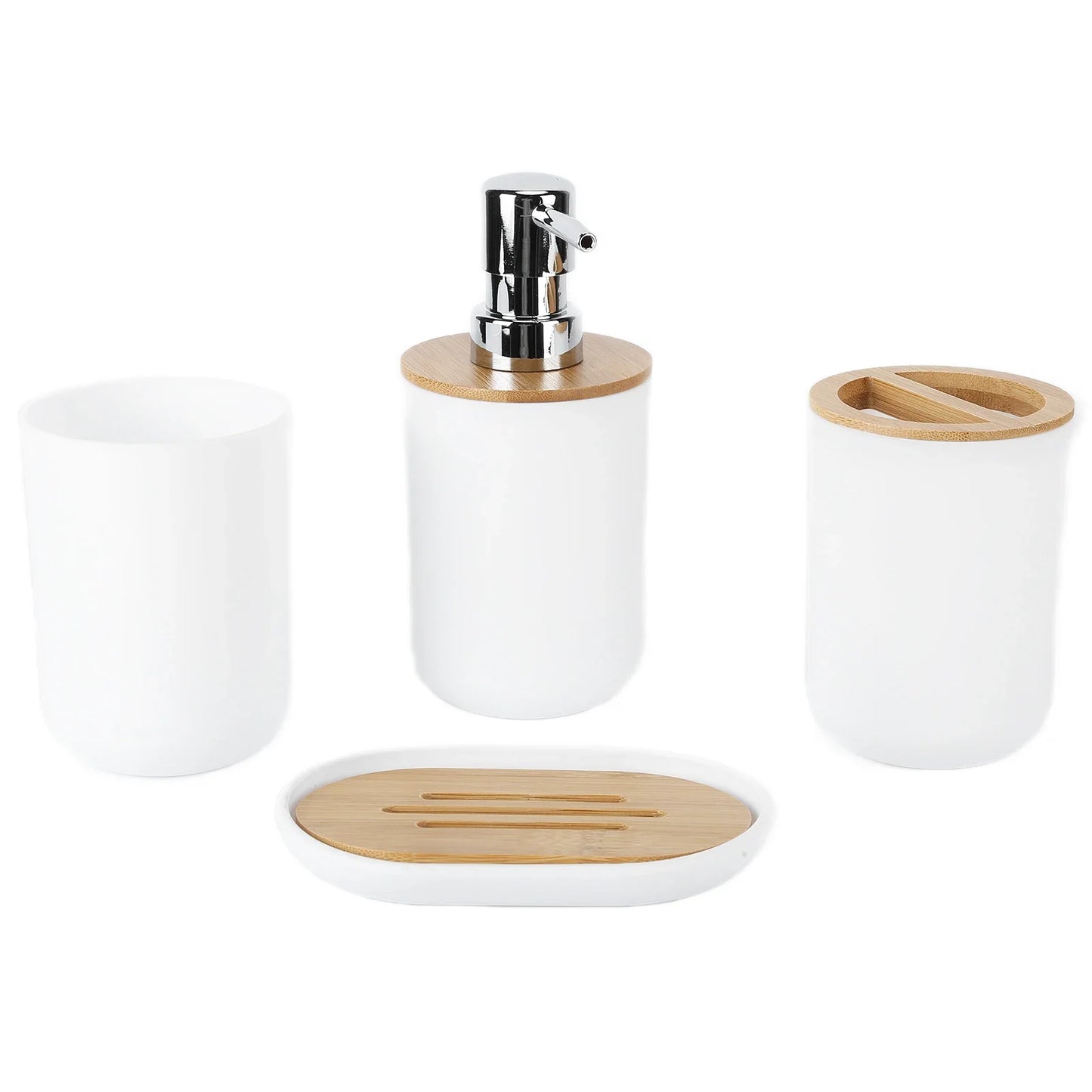 Bamboo 4Pcs Bathroom Accessory Set