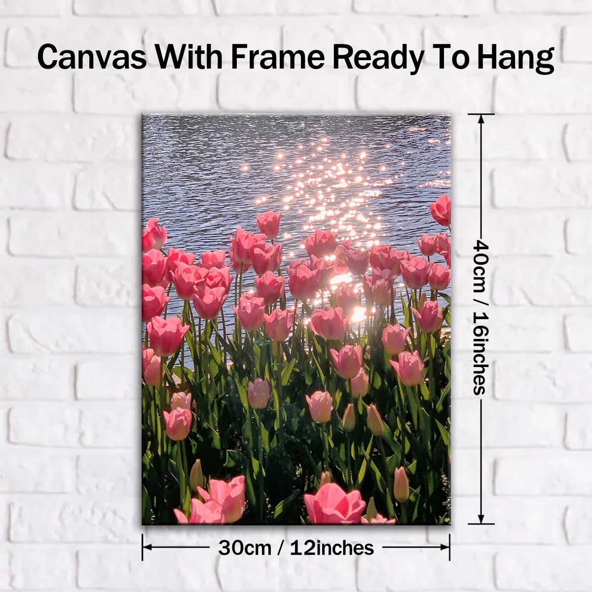 Framed Canvas Pink Flower Wall Decor