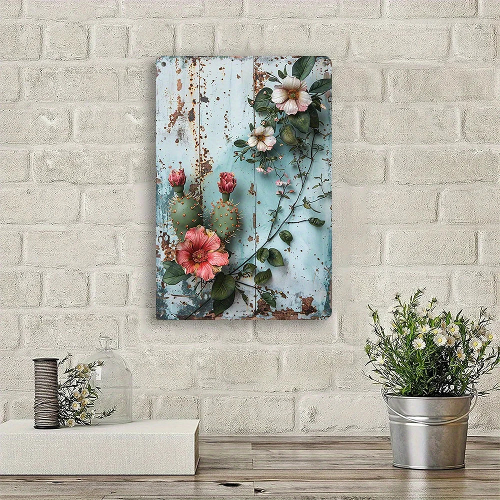 Cactus Flower Wall Decor Sign