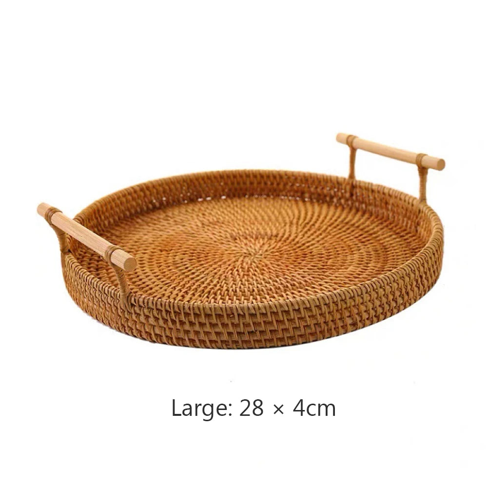Round Rattan Storage Tray