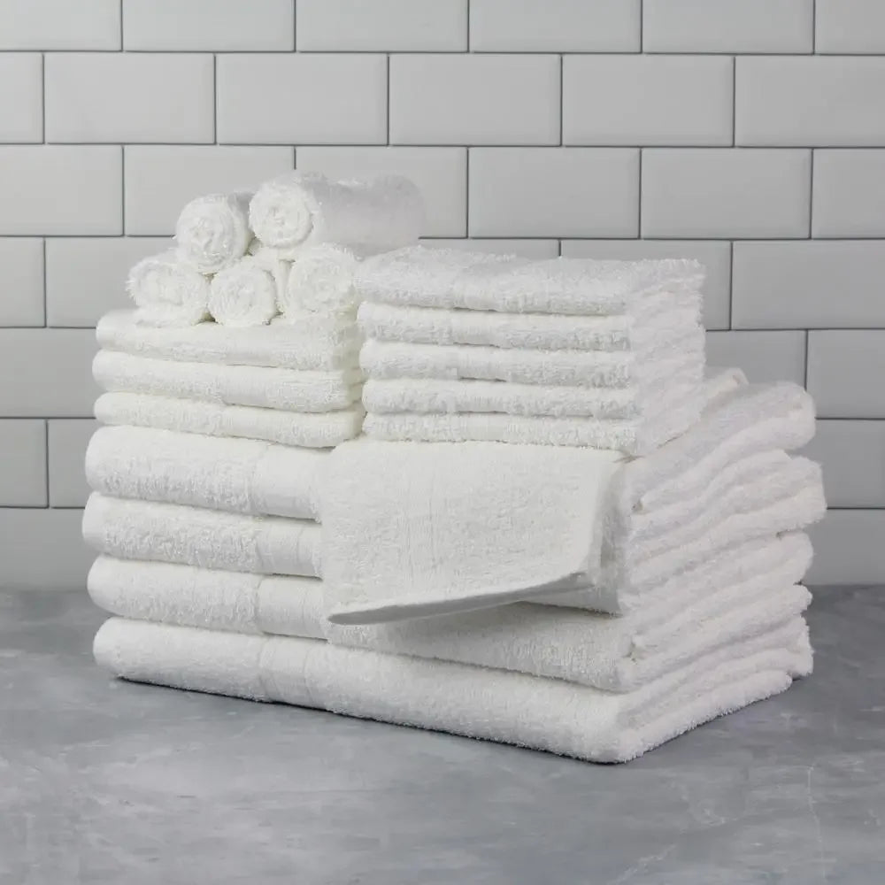 18-Piece White Cotton Bath Towel Set