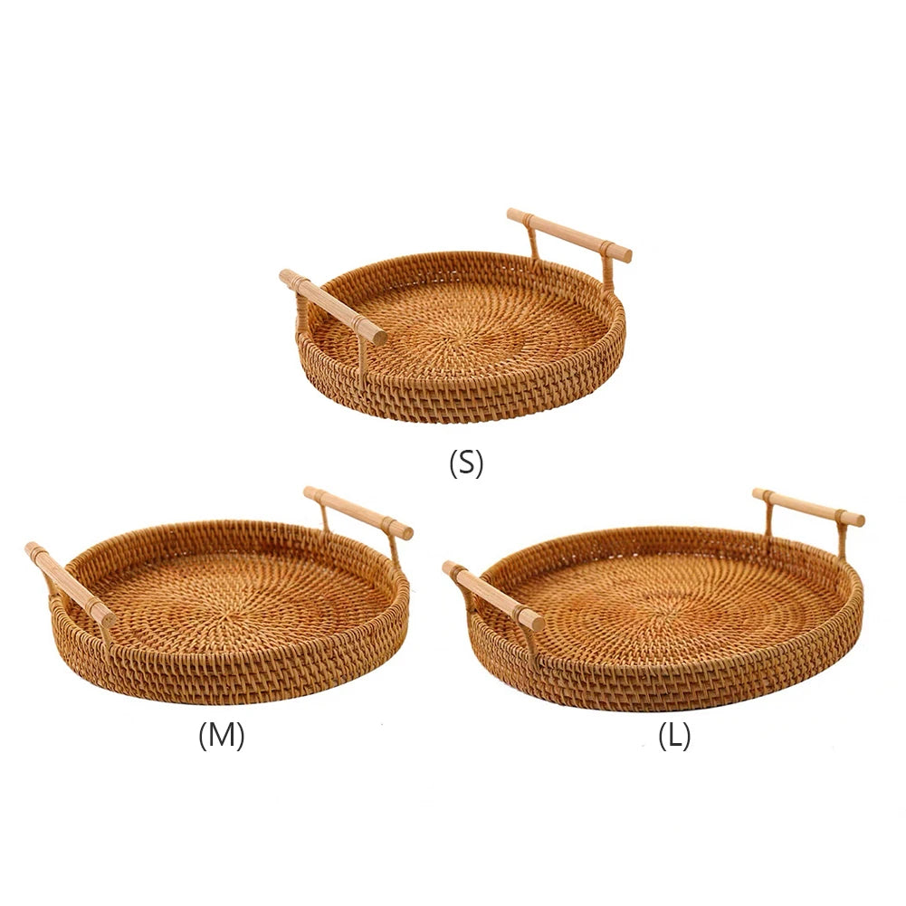 Round Rattan Storage Tray
