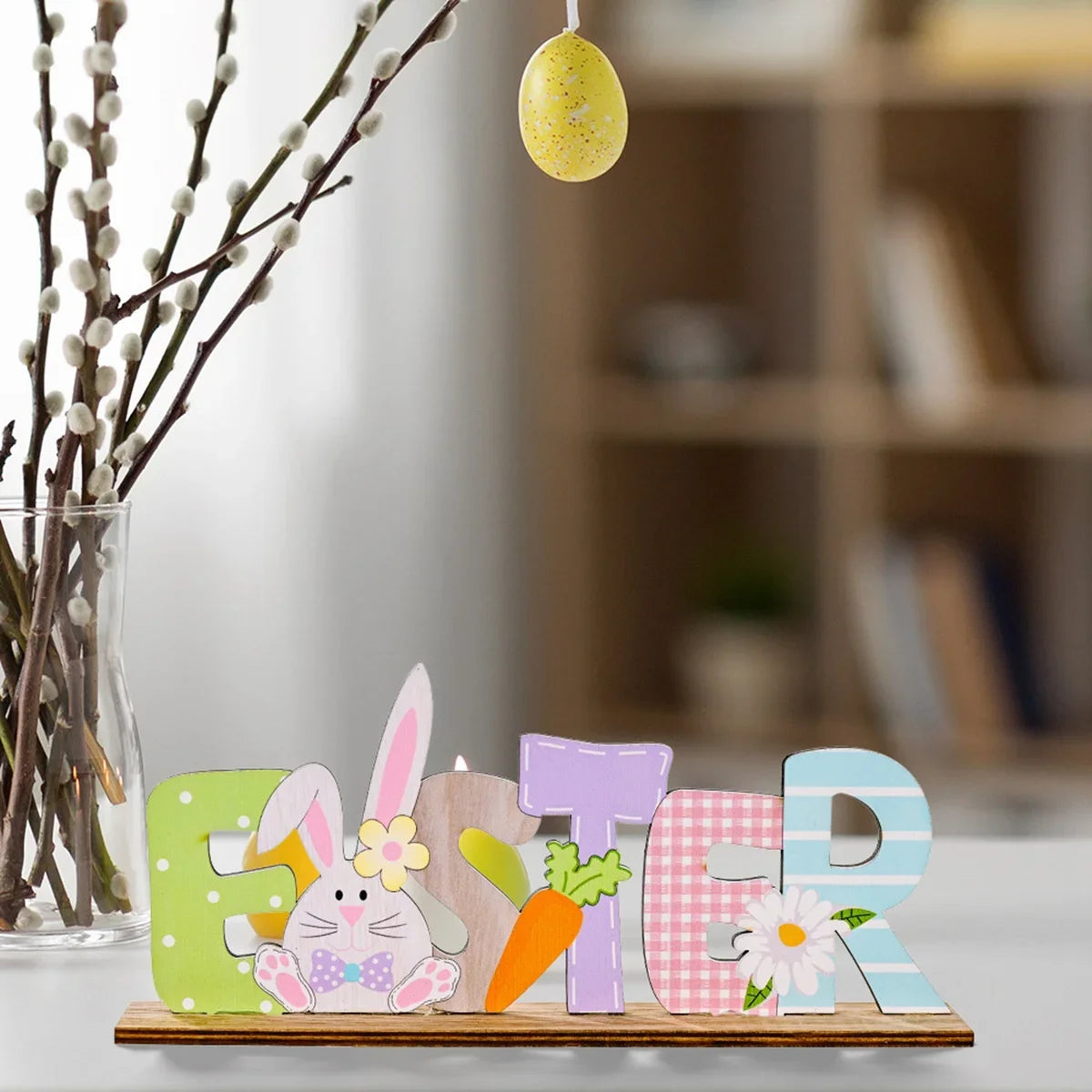 Spring Bunny Wooden Ornament