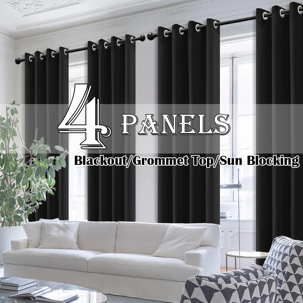 4PCS Blackout Curtains