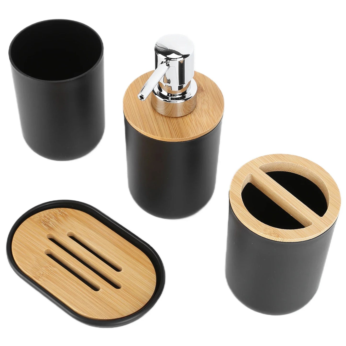 Bamboo 4Pcs Bathroom Accessory Set