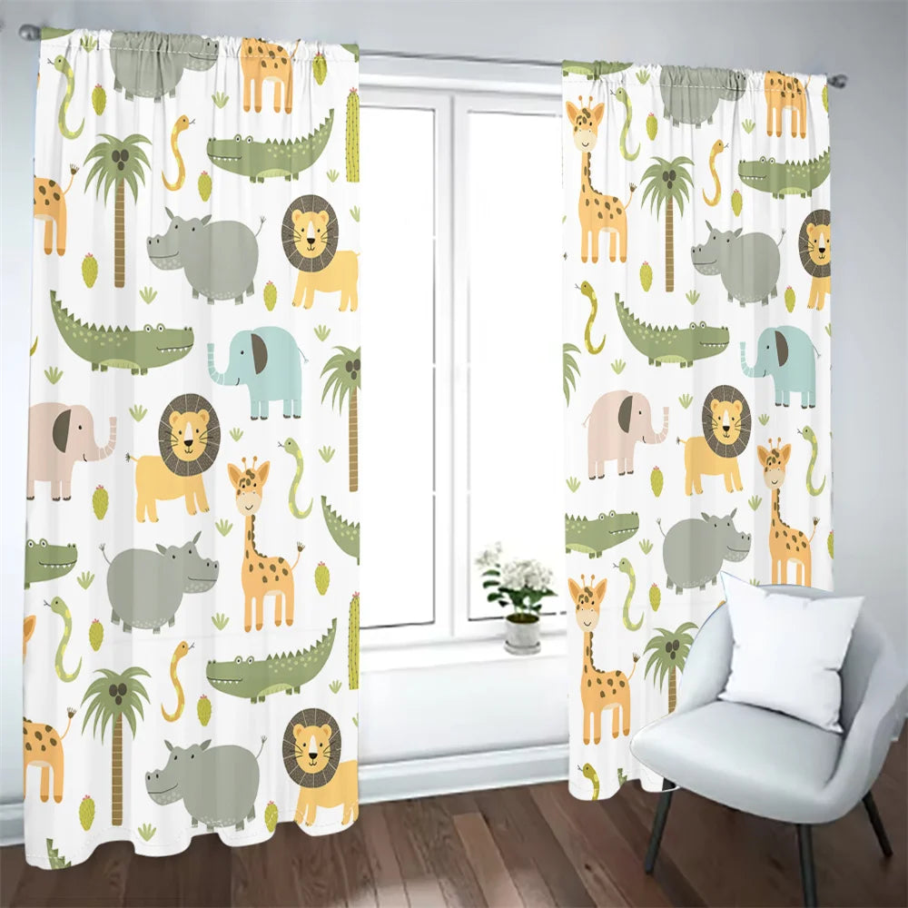 2Pcs Animal Print Curtains