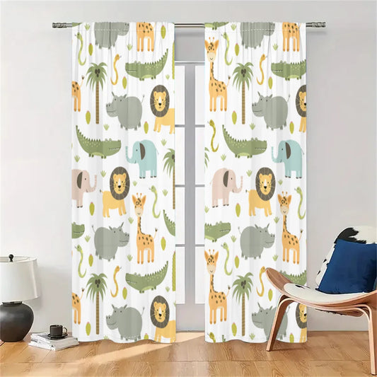 2Pcs Animal Print Curtains