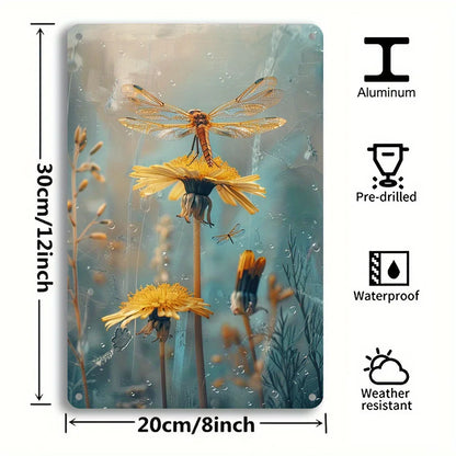 1PC Dandelion and Dragonfly Vintage Metal Plaque I