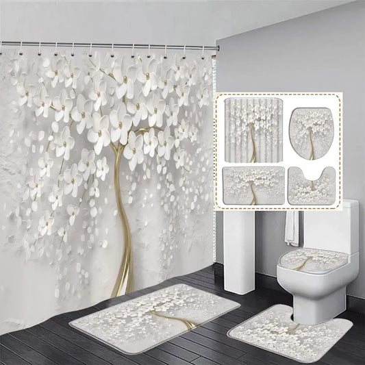3D Shower Curtain with 3 Piece Accessories