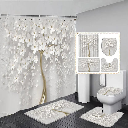 3D Shower Curtain with 3 Piece Accessories