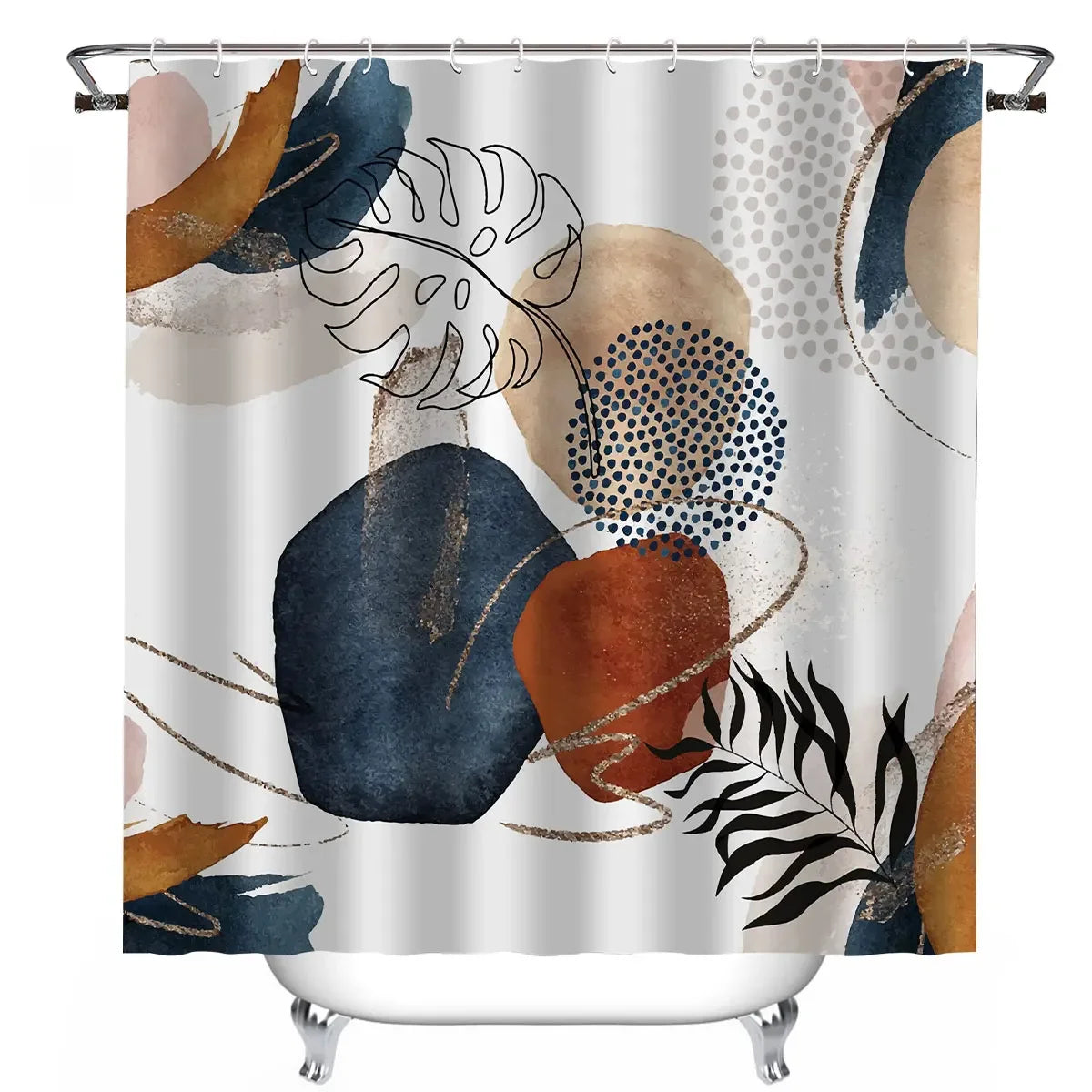 Boho Waterproof Shower Curtain with Hooks