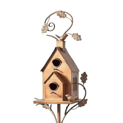 Metal Birdhouse  with Garden Stakes