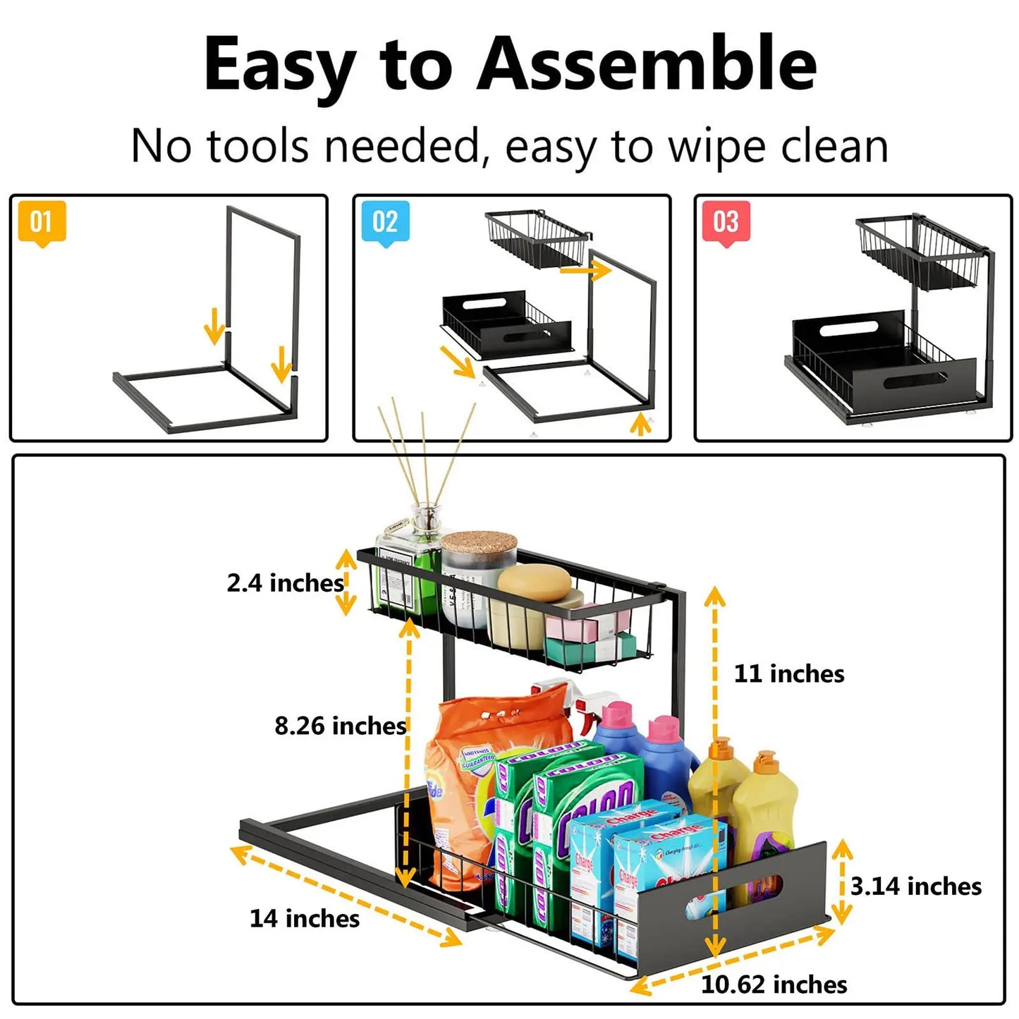Under Sink 2 Shelf Pull Out Storage,