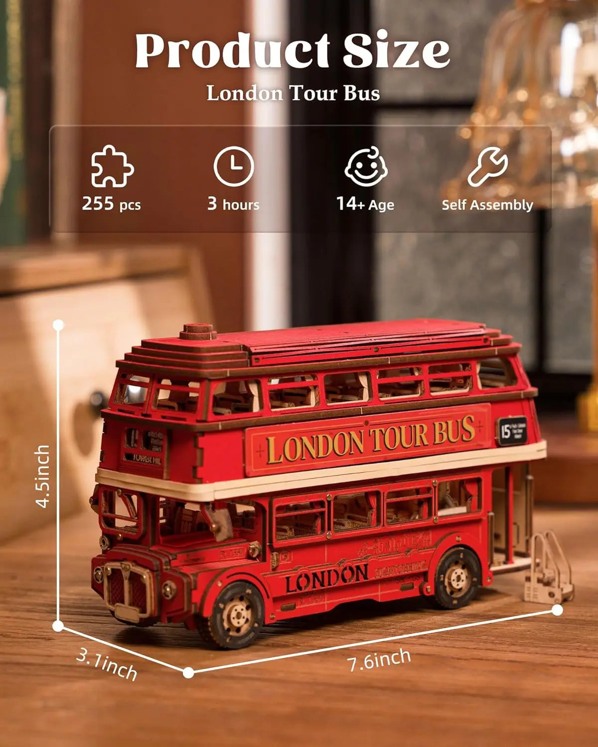 London Tour Bus 3D Wooden Puzzle