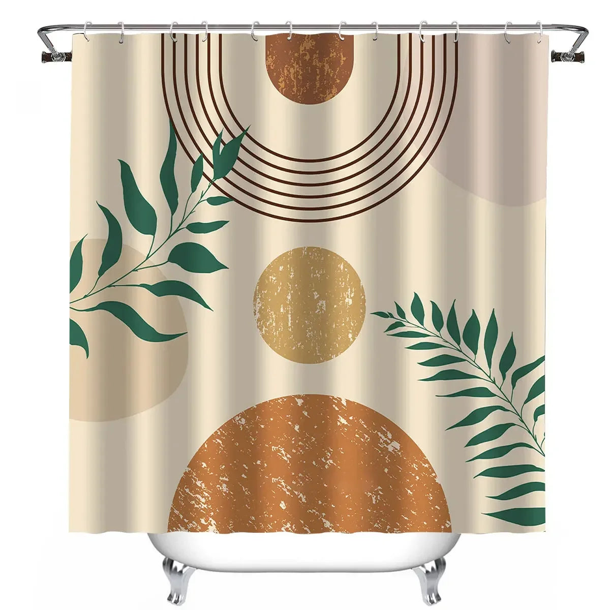Boho Waterproof Shower Curtain with Hooks