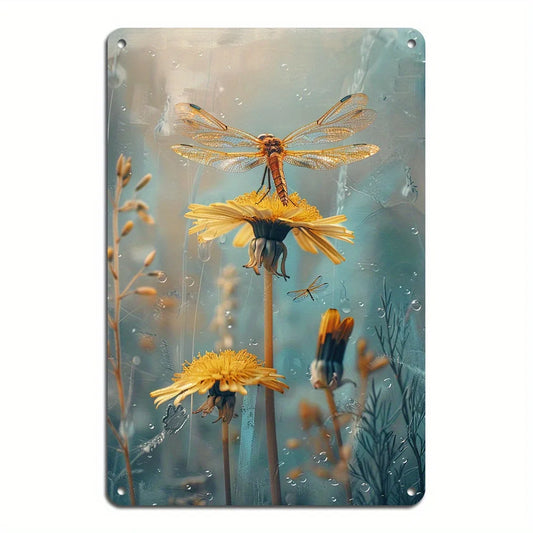 1PC Dandelion and Dragonfly Vintage Metal Plaque I