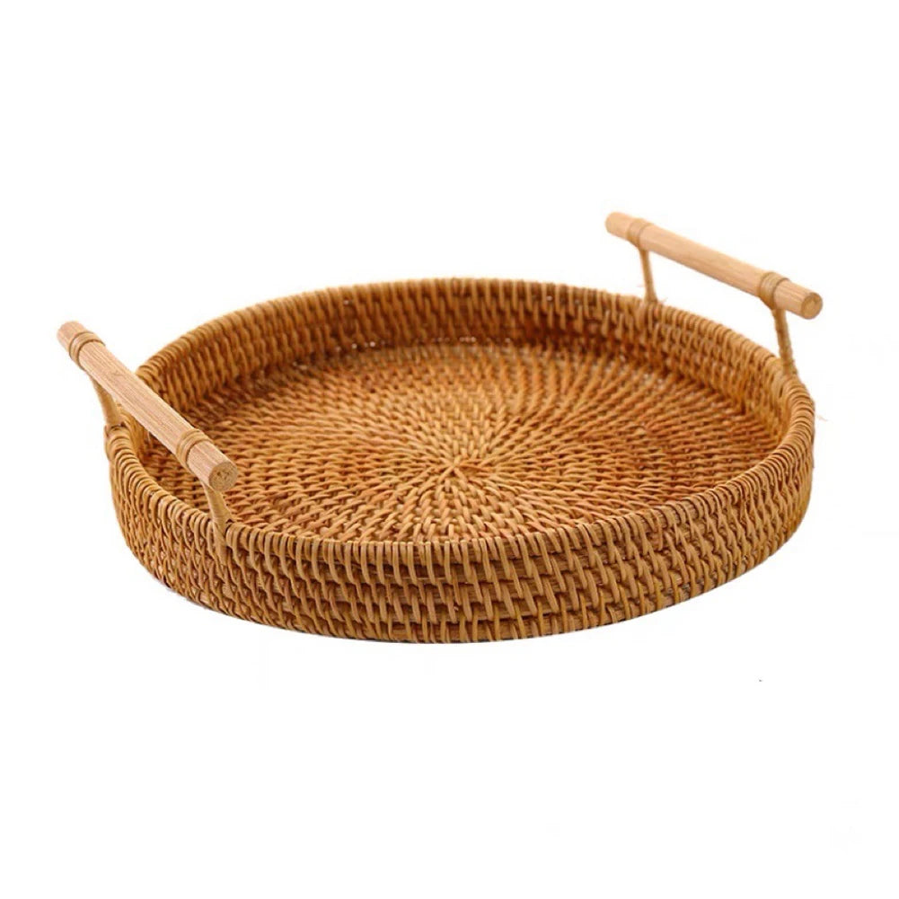 Round Rattan Storage Tray