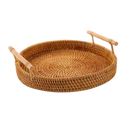 Round Rattan Storage Tray