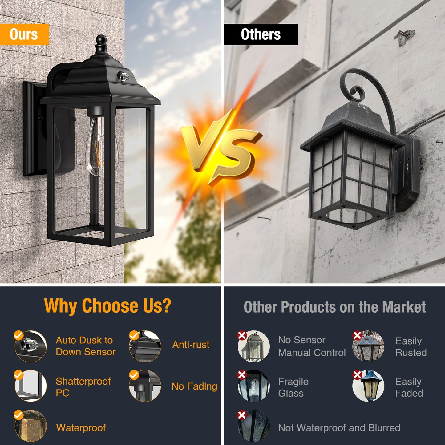Outdoor Lights Fixture Wall Sconce - 2 Sets