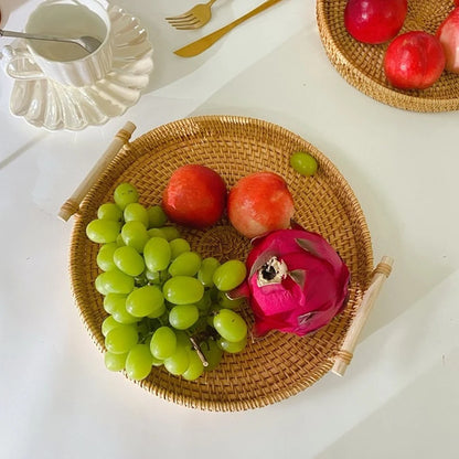 Round Rattan Storage Tray
