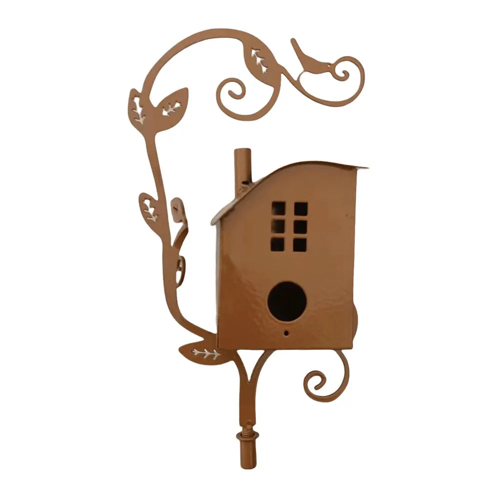 Metal Birdhouse  with Garden Stakes