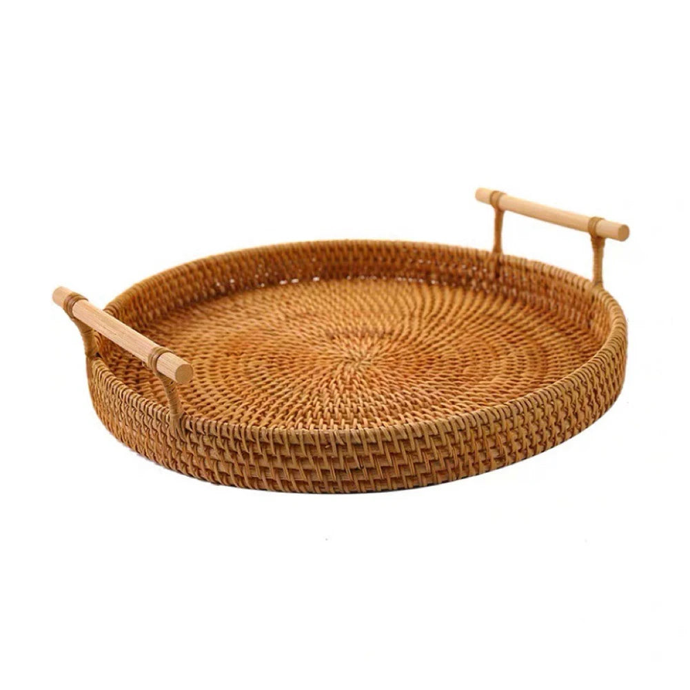 Round Rattan Storage Tray