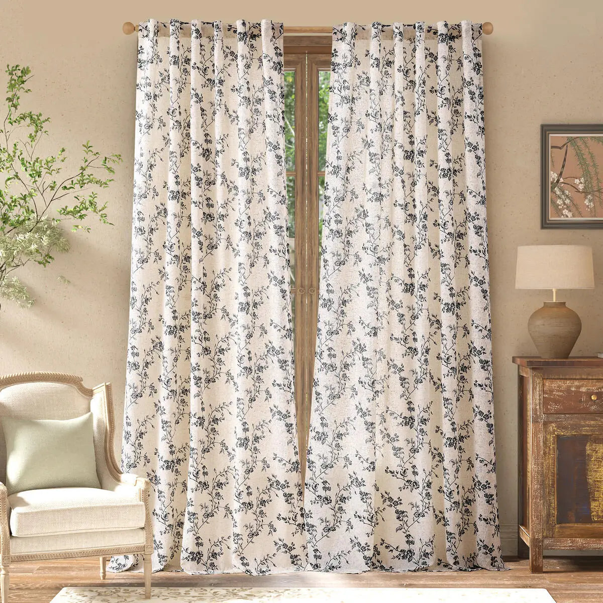 2 Panels Linen Curtains