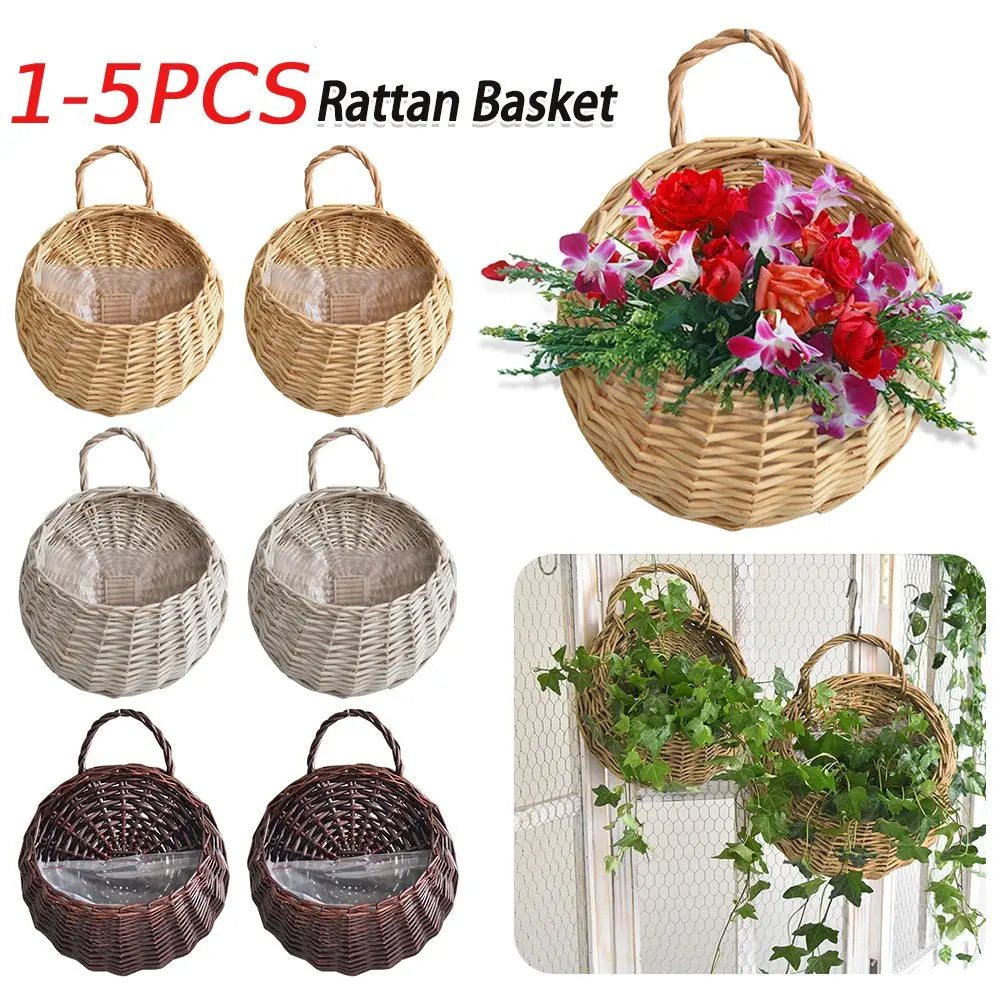 Wall Mounted Rattan Hanging Basket