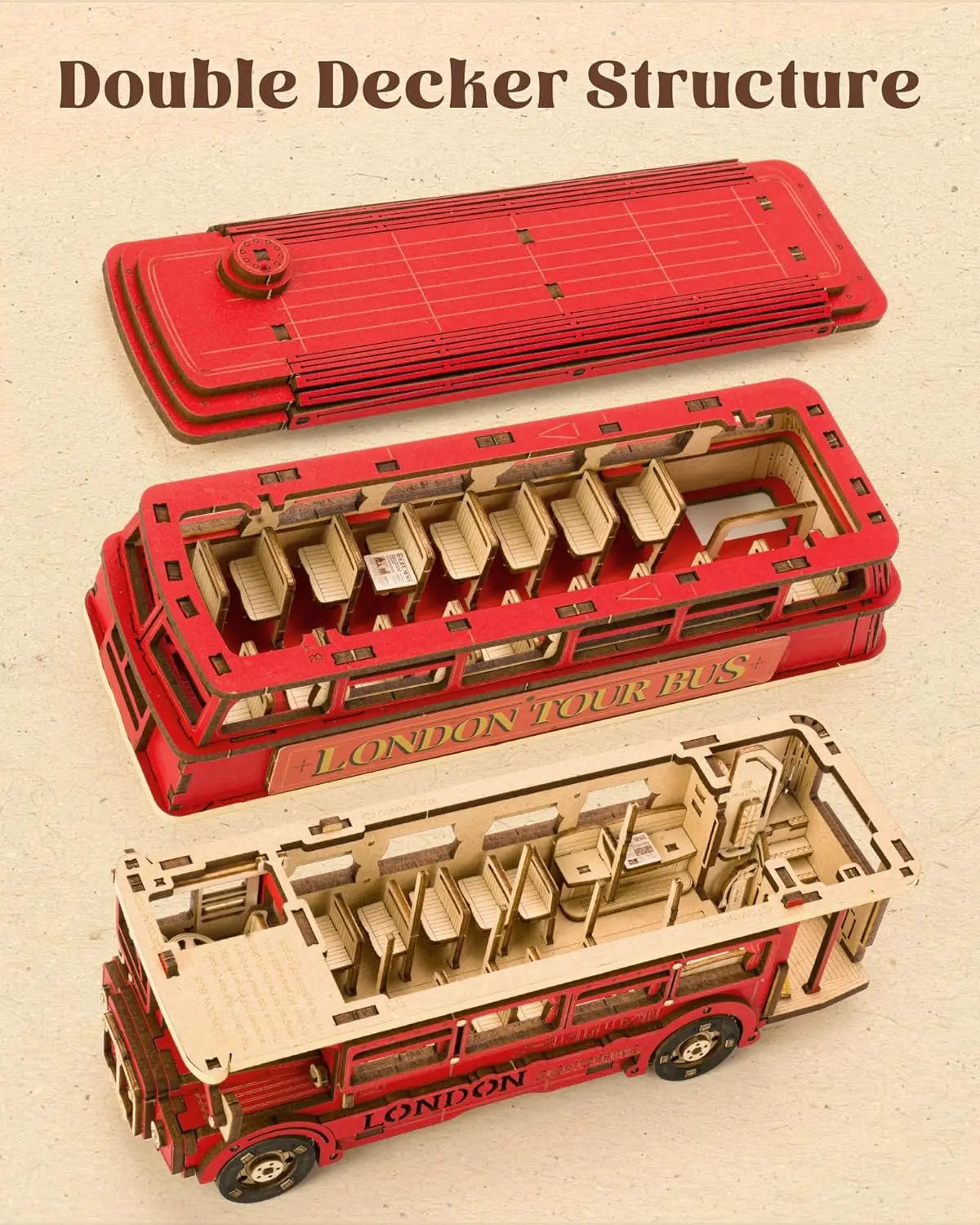 London Tour Bus 3D Wooden Puzzle