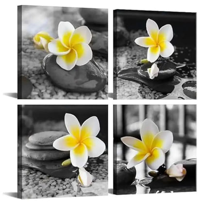 Gray Yellow Bathroom Wall Art Stone Canvas Prints