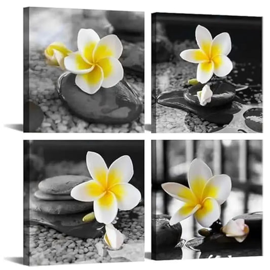 Gray Yellow Bathroom Wall Art Stone Canvas Prints