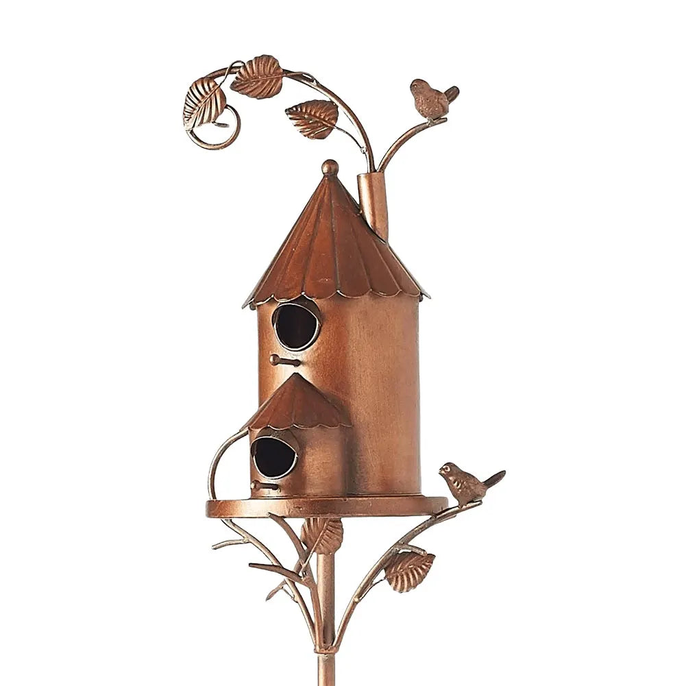 Metal Birdhouse  with Garden Stakes