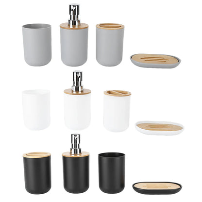 Bamboo 4Pcs Bathroom Accessory Set