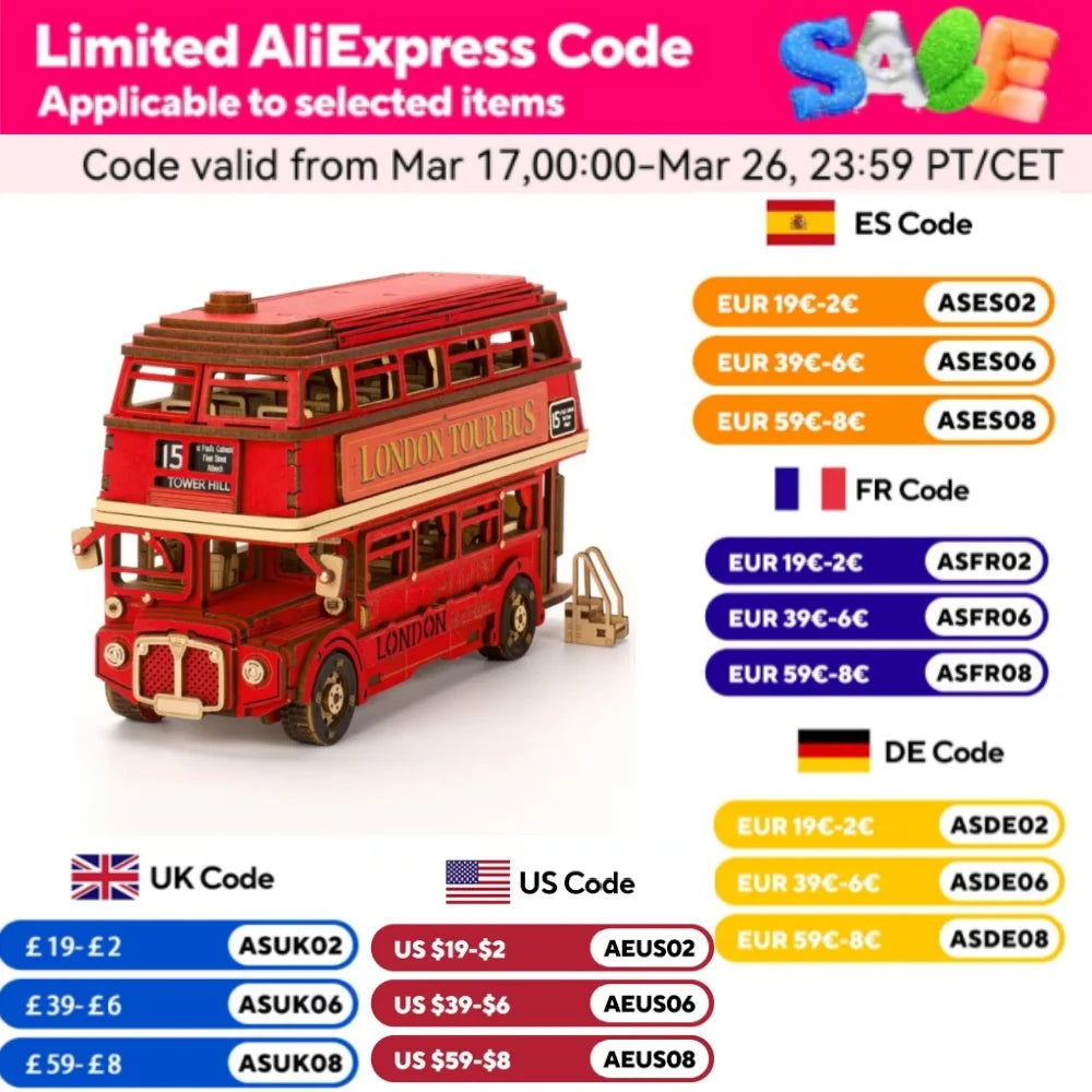 London Tour Bus 3D Wooden Puzzle